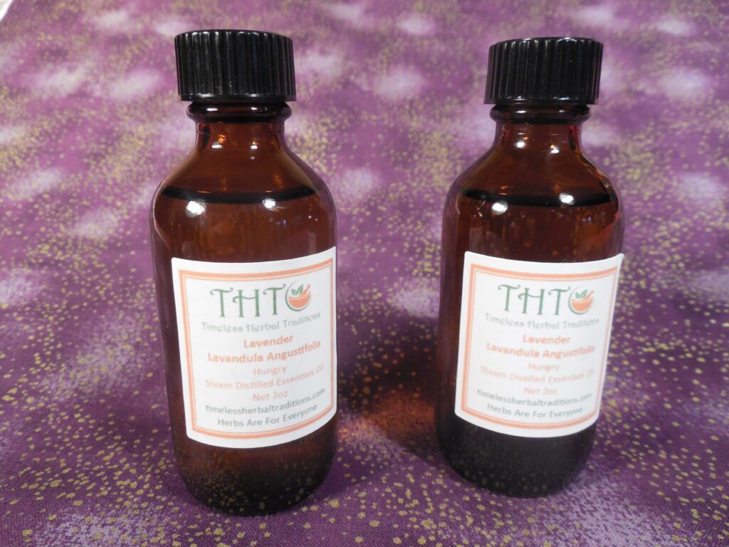 Two bottles of lavender essential oils